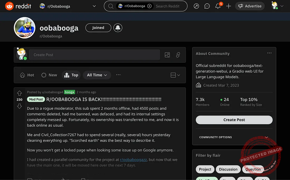 نظرة سريعة علي Obabooga واجهة الذكاء الاصطناعي مخصصة للغات الألة 4 مجتمع OobaBooga علي موقع Reddit